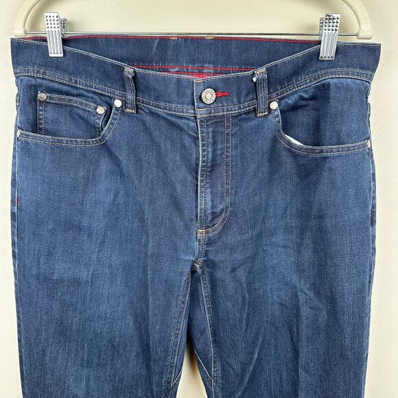 L.L. Bean Men's Selvedge Jeans Medium Wash Straight Leg Gusseted Size 33x34 - Picture 2 of 12